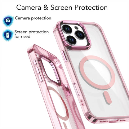 For iPhone 16 Acrylic Camera Holder MagSafe Magnetic Phone Case(Pink) by buy2fix