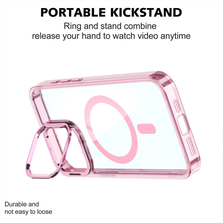 For iPhone 16 Acrylic Camera Holder MagSafe Magnetic Phone Case(Pink) by buy2fix
