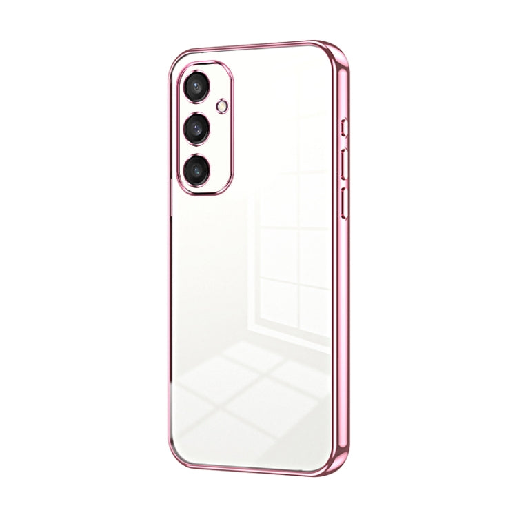 For Samsung Galaxy S25 5G Transparent Plating Fine Hole Phone Case(Pink) by buy2fix