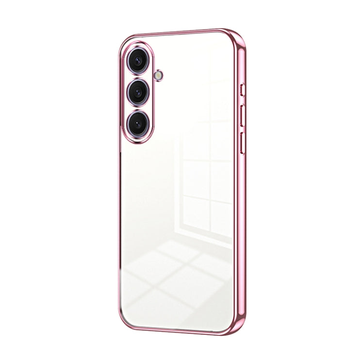 For Samsung Galaxy S25+ 5G Transparent Plating Fine Hole Phone Case(Pink) by buy2fix