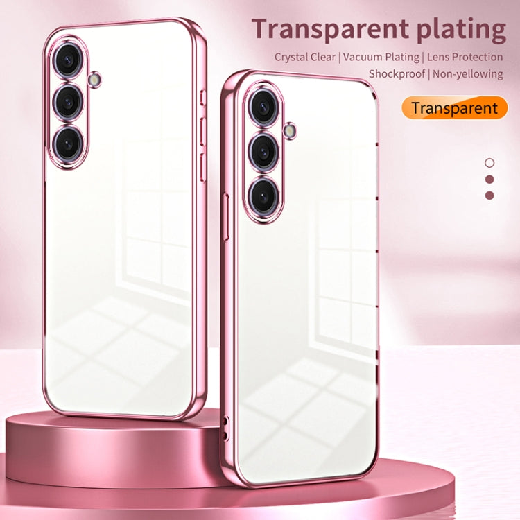 For Samsung Galaxy S25+ 5G Transparent Plating Fine Hole Phone Case(Pink) by buy2fix