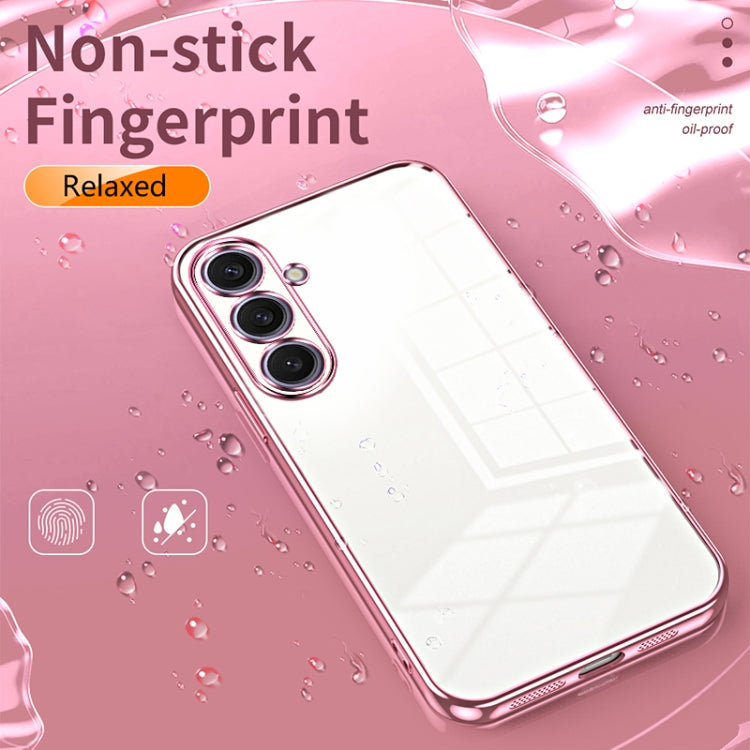 For Samsung Galaxy S25+ 5G Transparent Plating Fine Hole Phone Case(Pink) by buy2fix