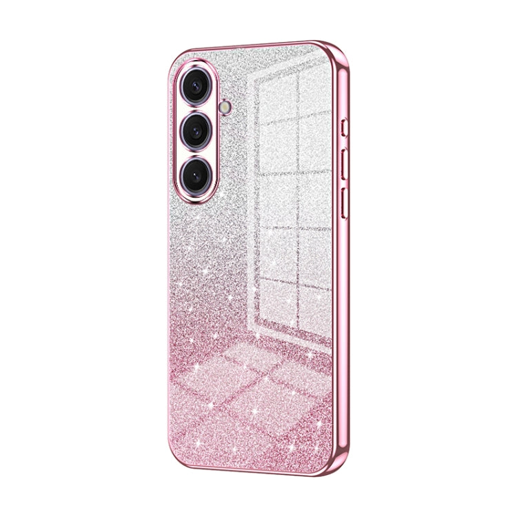 For Samsung Galaxy S25+ 5G Gradient Glitter Powder Electroplated Phone Case(Pink) by buy2fix