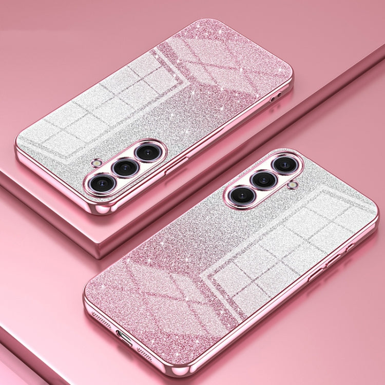 For Samsung Galaxy S25+ 5G Gradient Glitter Powder Electroplated Phone Case(Pink) by buy2fix