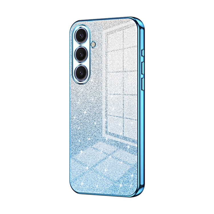 For Samsung Galaxy S25+ 5G Gradient Glitter Powder Electroplated Phone Case(Blue) by buy2fix