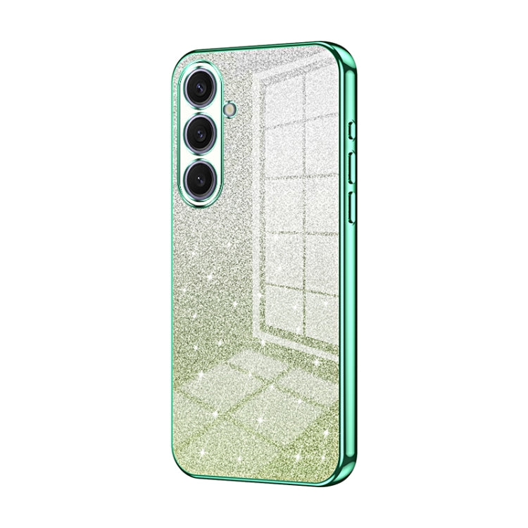 For Samsung Galaxy S25+ 5G Gradient Glitter Powder Electroplated Phone Case(Green) by buy2fix