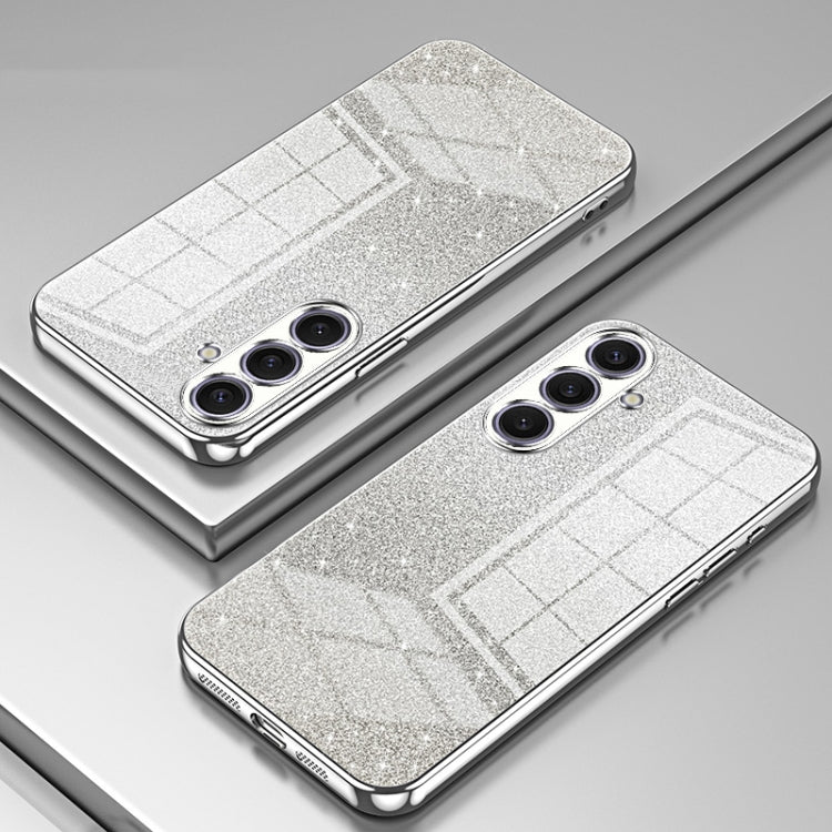 For Samsung Galaxy S25+ 5G Gradient Glitter Powder Electroplated Phone Case(Silver) by buy2fix