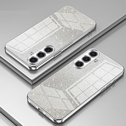 For Samsung Galaxy S25+ 5G Gradient Glitter Powder Electroplated Phone Case(Silver) by buy2fix