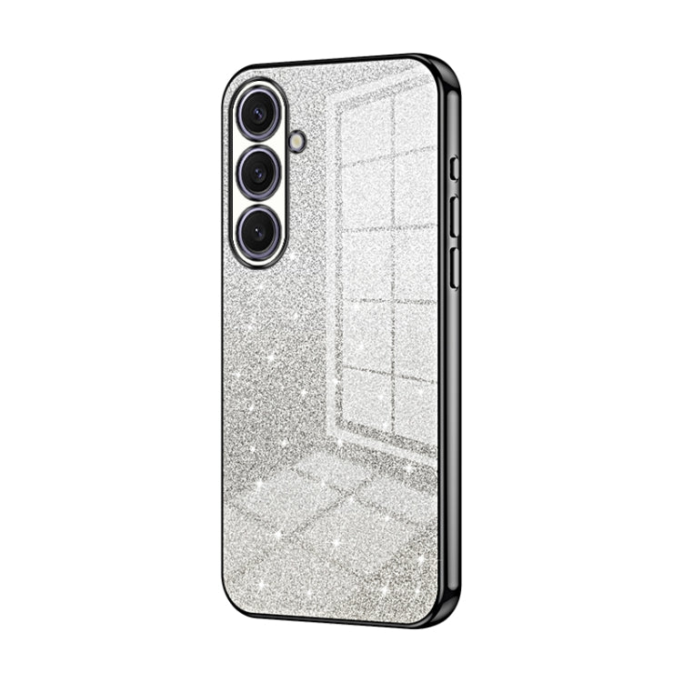 For Samsung Galaxy S25+ 5G Gradient Glitter Powder Electroplated Phone Case(Black) by buy2fix