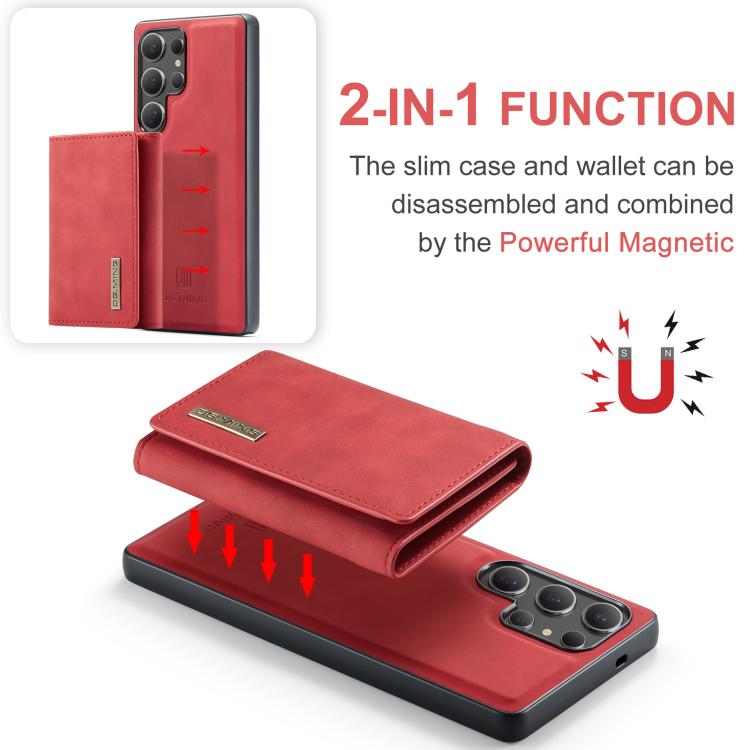 For Samsung Galaxy S25 Ultra 5G DG.MING M1 Series 3-Fold Multi Card Wallet + Magnetic Phone Case(Red) - Galaxy S25 Ultra 5G Cases by DG.MING | Online Shopping UK | buy2fix