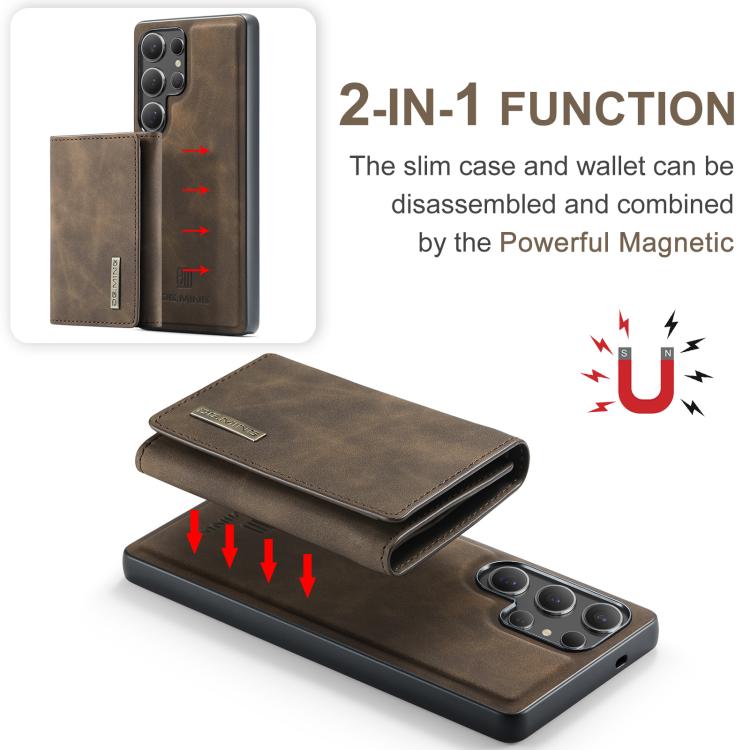 For Samsung Galaxy S25 Ultra 5G DG.MING M1 Series 3-Fold Multi Card Wallet + Magnetic Phone Case(Coffee) - Galaxy S25 Ultra 5G Cases by DG.MING | Online Shopping UK | buy2fix