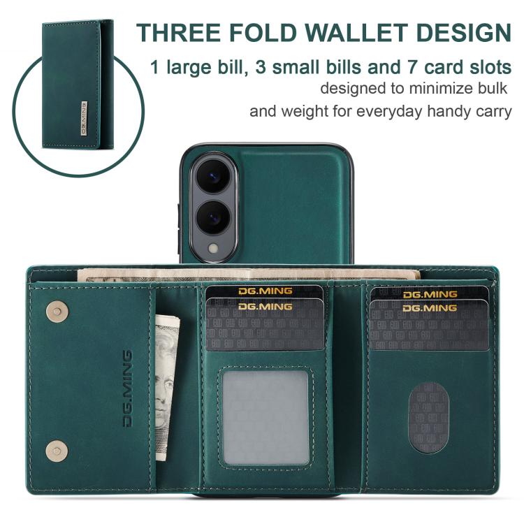 For Samsung Galaxy S25 Edge 5G DG.MING M1 Series 3-Fold Multi Card Wallet + Magnetic Phone Case(Green) - Galaxy S25 Edge 5G Cases by DG.MING | Online Shopping UK | buy2fix