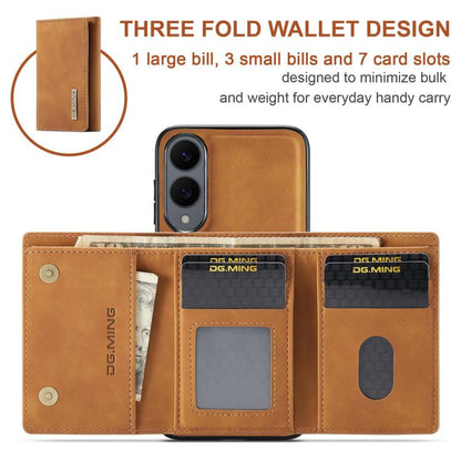 For Samsung Galaxy S25 Edge 5G DG.MING M1 Series 3-Fold Multi Card Wallet + Magnetic Phone Case(Brown) - Galaxy S25 Edge 5G Cases by DG.MING | Online Shopping UK | buy2fix