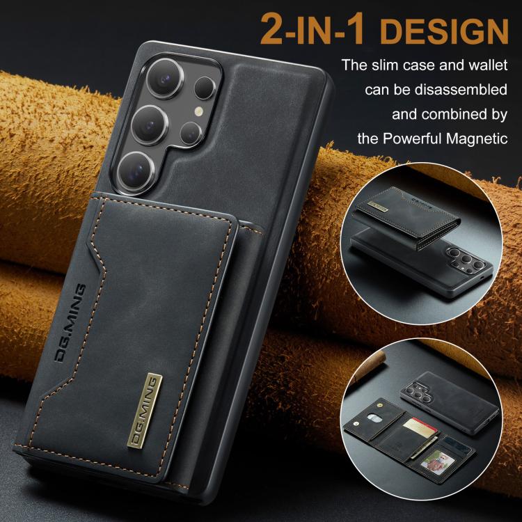 For Samsung Galaxy S25 Ultra 5G DG.MING M2 Series 3-Fold Multi Card Bag + Magnetic Phone Case(Black) - Galaxy S25 Ultra 5G Cases by DG.MING | Online Shopping UK | buy2fix