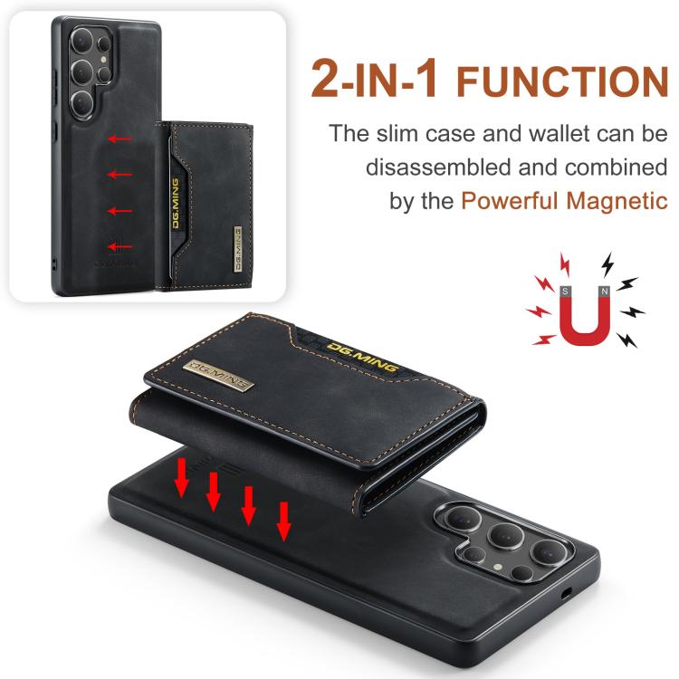For Samsung Galaxy S25 Ultra 5G DG.MING M2 Series 3-Fold Multi Card Bag + Magnetic Phone Case(Black) - Galaxy S25 Ultra 5G Cases by DG.MING | Online Shopping UK | buy2fix