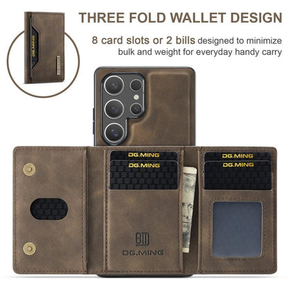 For Samsung Galaxy S25 Ultra 5G DG.MING M2 Series 3-Fold Multi Card Bag + Magnetic Phone Case(Coffee) - Galaxy S25 Ultra 5G Cases by DG.MING | Online Shopping UK | buy2fix
