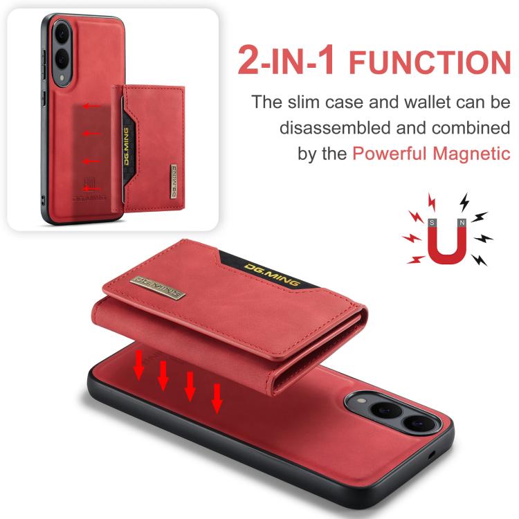 For Samsung Galaxy S25 Edge 5G DG.MING M2 Series 3-Fold Multi Card Bag + Magnetic Phone Case(Red) - Galaxy S25 Edge 5G Cases by DG.MING | Online Shopping UK | buy2fix