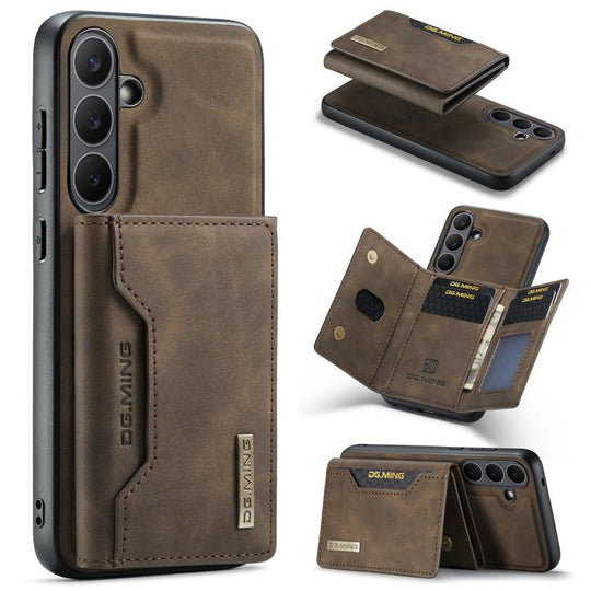 For Samsung Galaxy S25 FE 5G DG.MING M2 Series 3-Fold Multi Card Bag + Magnetic Phone Case(Coffee)
