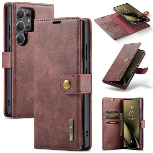 For Samsung Galaxy S25 Ultra 5G DG.MING Crazy Horse Texture Detachable Magnetic Leather Case(Red) - Galaxy S25 Ultra 5G Cases by DG.MING | Online Shopping UK | buy2fix