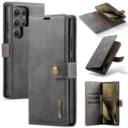 For Samsung Galaxy S25 Ultra 5G DG.MING Crazy Horse Texture Detachable Magnetic Leather Case(Grey) - Galaxy S25 Ultra 5G Cases by DG.MING | Online Shopping UK | buy2fix