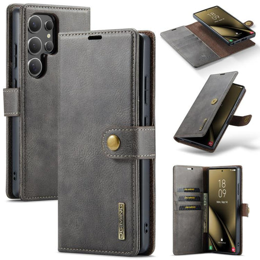 For Samsung Galaxy S25 Ultra 5G DG.MING Crazy Horse Texture Detachable Magnetic Leather Case(Grey) - Galaxy S25 Ultra 5G Cases by DG.MING | Online Shopping UK | buy2fix