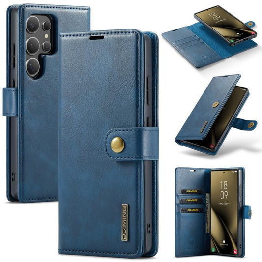 For Samsung Galaxy S25 Ultra 5G DG.MING Crazy Horse Texture Detachable Magnetic Leather Case(Blue) - Galaxy S25 Ultra 5G Cases by DG.MING | Online Shopping UK | buy2fix