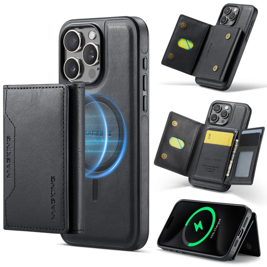 For iPhone 15 Pro Max MAGKING K2 Series MagSafe RFID Card Bag Detachable Phone Case(Black) - iPhone 15 Pro Max Cases by MAGKING | Online Shopping UK | buy2fix