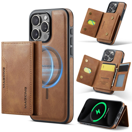 For iPhone 15 Pro Max MAGKING K2 Series MagSafe RFID Card Bag Detachable Phone Case(Brown) - iPhone 15 Pro Max Cases by MAGKING | Online Shopping UK | buy2fix