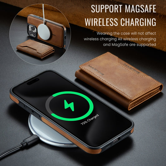 For iPhone 15 Pro Max MAGKING K2 Series MagSafe RFID Card Bag Detachable Phone Case(Brown) - iPhone 15 Pro Max Cases by MAGKING | Online Shopping UK | buy2fix