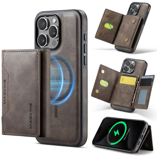 For iPhone 15 Pro Max MAGKING K2 Series MagSafe RFID Card Bag Detachable Phone Case(Coffee) - iPhone 15 Pro Max Cases by MAGKING | Online Shopping UK | buy2fix