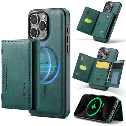 For iPhone 15 Pro Max MAGKING K2 Series MagSafe RFID Card Bag Detachable Phone Case(Green) - iPhone 15 Pro Max Cases by MAGKING | Online Shopping UK | buy2fix