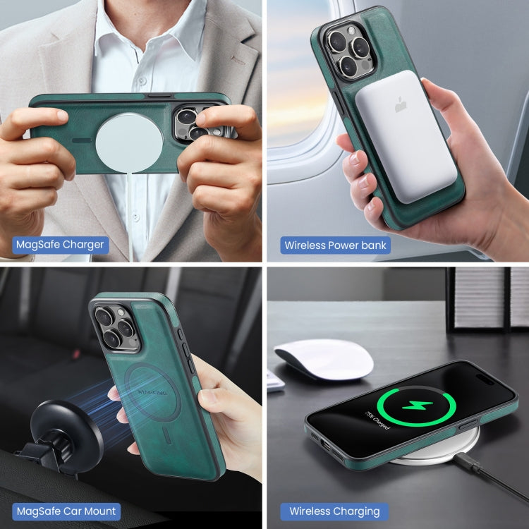 For iPhone 15 Pro Max MAGKING K2 Series MagSafe RFID Card Bag Detachable Phone Case(Green) - iPhone 15 Pro Max Cases by MAGKING | Online Shopping UK | buy2fix