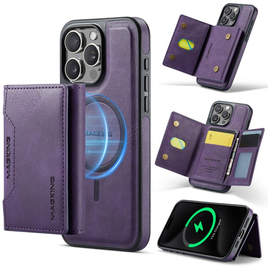 For iPhone 15 Pro Max MAGKING K2 Series MagSafe RFID Card Bag Detachable Phone Case(Purple) - iPhone 15 Pro Max Cases by MAGKING | Online Shopping UK | buy2fix