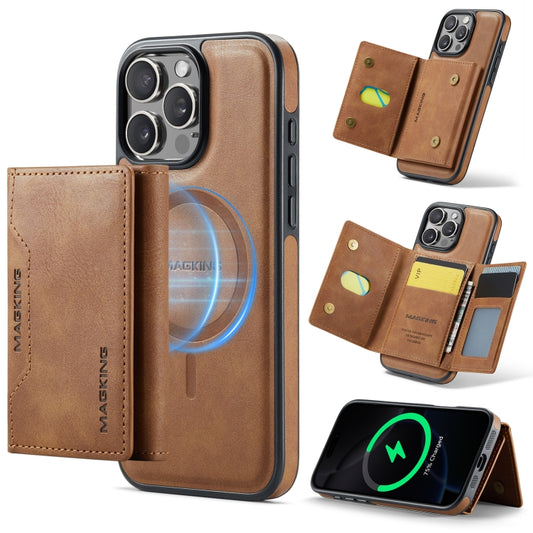 For iPhone 16 Pro Max MAGKING K2 Series MagSafe RFID Card Bag Detachable Phone Case(Brown) - iPhone 16 Pro Max Cases by MAGKING | Online Shopping UK | buy2fix