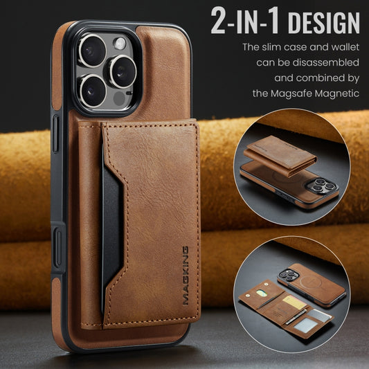 For iPhone 16 Pro Max MAGKING K2 Series MagSafe RFID Card Bag Detachable Phone Case(Brown) - iPhone 16 Pro Max Cases by MAGKING | Online Shopping UK | buy2fix