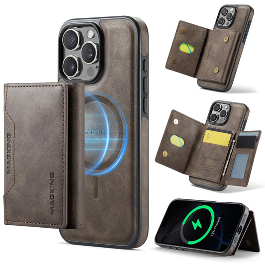 For iPhone 16 Pro Max MAGKING K2 Series MagSafe RFID Card Bag Detachable Phone Case(Coffee) - iPhone 16 Pro Max Cases by MAGKING | Online Shopping UK | buy2fix