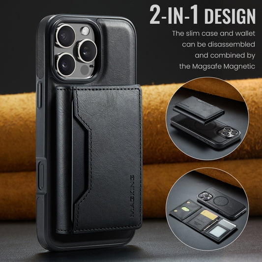 For iPhone 16 Pro MAGKING K2 Series MagSafe RFID Card Bag Detachable Phone Case(Black) - iPhone 16 Pro Cases by MAGKING | Online Shopping UK | buy2fix
