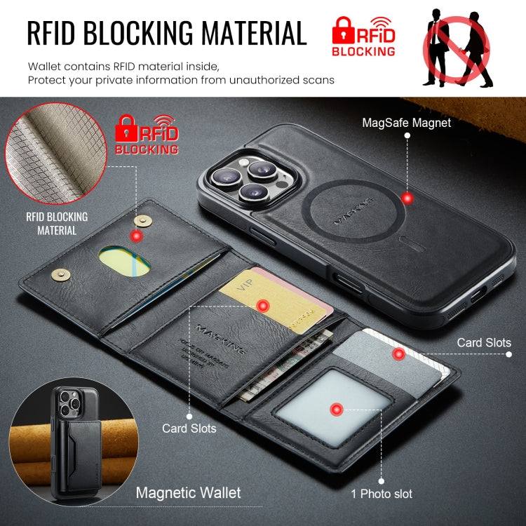 For iPhone 16 Pro MAGKING K2 Series MagSafe RFID Card Bag Detachable Phone Case(Black) - iPhone 16 Pro Cases by MAGKING | Online Shopping UK | buy2fix