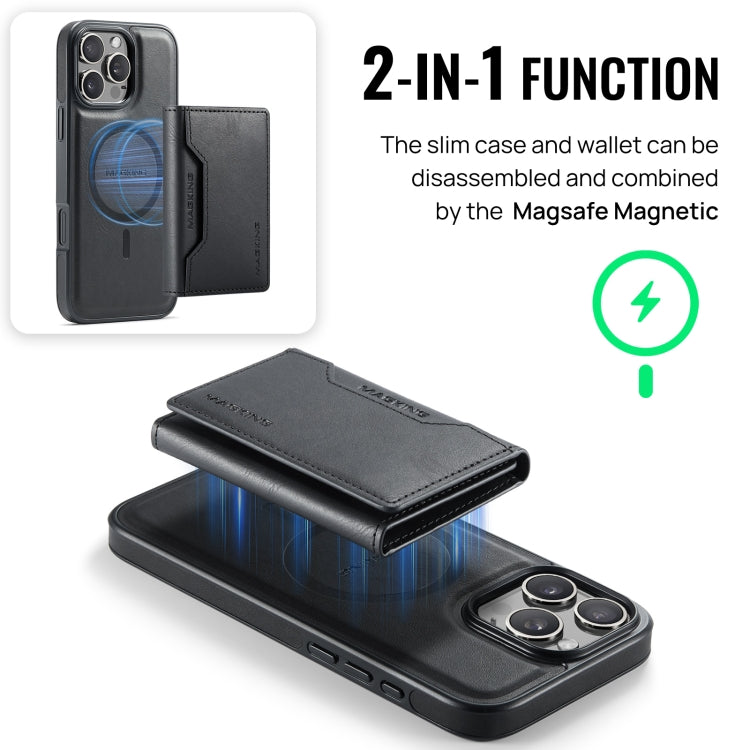 For iPhone 16 Pro MAGKING K2 Series MagSafe RFID Card Bag Detachable Phone Case(Black) - iPhone 16 Pro Cases by MAGKING | Online Shopping UK | buy2fix