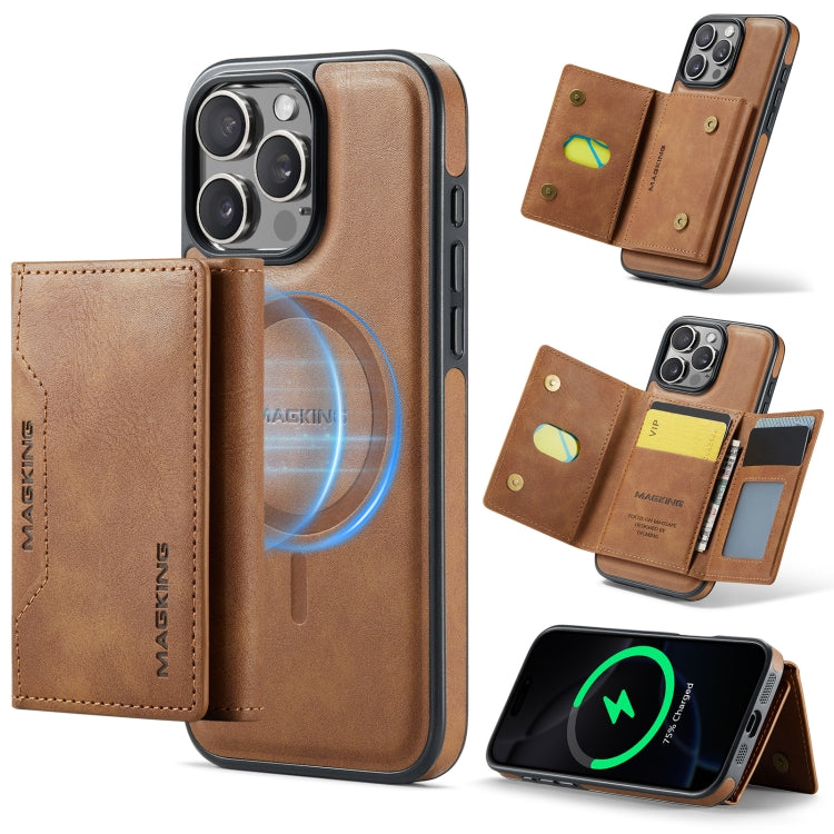 For iPhone 16 Pro MAGKING K2 Series MagSafe RFID Card Bag Detachable Phone Case(Brown) - iPhone 16 Pro Cases by MAGKING | Online Shopping UK | buy2fix