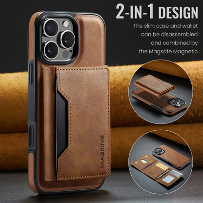 For iPhone 16 Pro MAGKING K2 Series MagSafe RFID Card Bag Detachable Phone Case(Brown) - iPhone 16 Pro Cases by MAGKING | Online Shopping UK | buy2fix