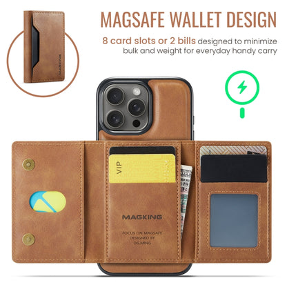 For iPhone 16 Pro MAGKING K2 Series MagSafe RFID Card Bag Detachable Phone Case(Brown) - iPhone 16 Pro Cases by MAGKING | Online Shopping UK | buy2fix