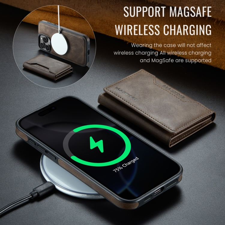 For iPhone 16 Pro MAGKING K2 Series MagSafe RFID Card Bag Detachable Phone Case(Coffee) - iPhone 16 Pro Cases by MAGKING | Online Shopping UK | buy2fix