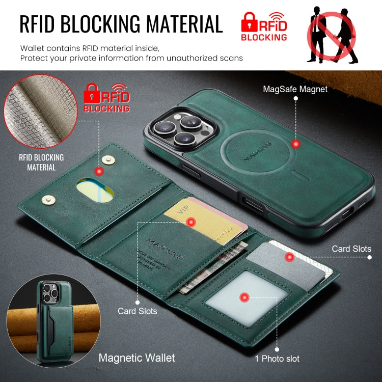 For iPhone 16 Pro MAGKING K2 Series MagSafe RFID Card Bag Detachable Phone Case(Green) - iPhone 16 Pro Cases by MAGKING | Online Shopping UK | buy2fix