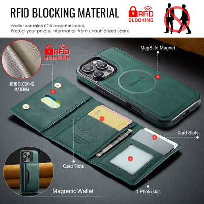 For iPhone 16 Pro MAGKING K2 Series MagSafe RFID Card Bag Detachable Phone Case(Green) - iPhone 16 Pro Cases by MAGKING | Online Shopping UK | buy2fix