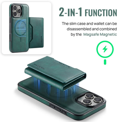 For iPhone 16 Pro MAGKING K2 Series MagSafe RFID Card Bag Detachable Phone Case(Green) - iPhone 16 Pro Cases by MAGKING | Online Shopping UK | buy2fix