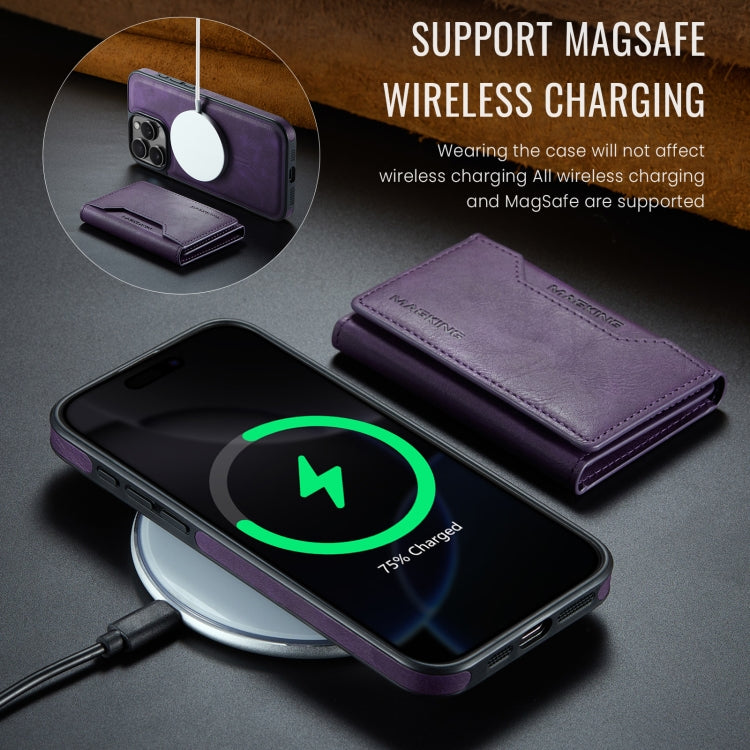 For iPhone 16 Pro MAGKING K2 Series MagSafe RFID Card Bag Detachable Phone Case(Purple) - iPhone 16 Pro Cases by MAGKING | Online Shopping UK | buy2fix