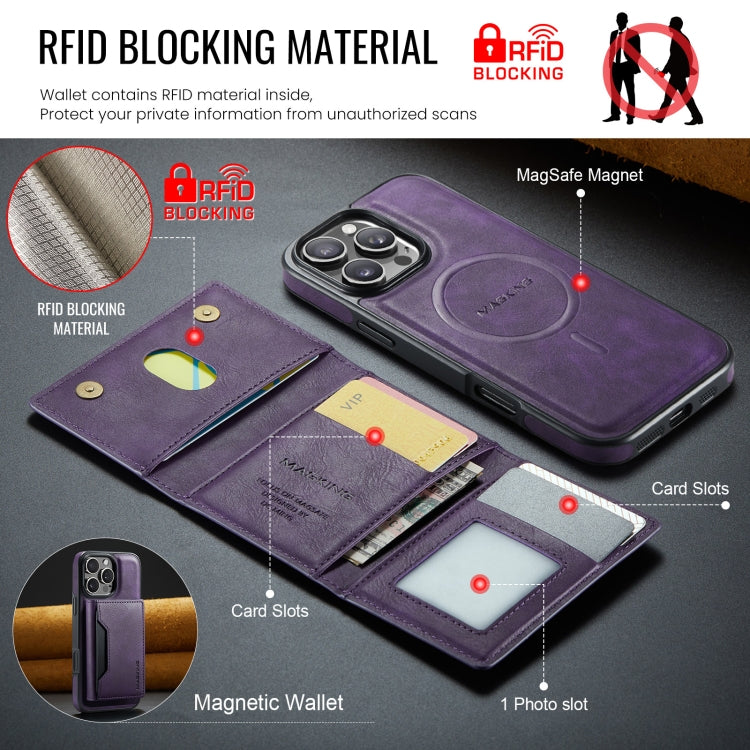 For iPhone 16 Pro MAGKING K2 Series MagSafe RFID Card Bag Detachable Phone Case(Purple) - iPhone 16 Pro Cases by MAGKING | Online Shopping UK | buy2fix