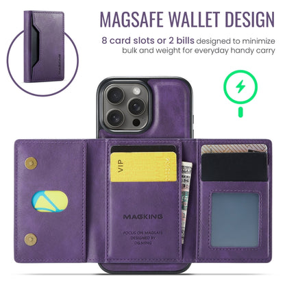 For iPhone 16 Pro MAGKING K2 Series MagSafe RFID Card Bag Detachable Phone Case(Purple) - iPhone 16 Pro Cases by MAGKING | Online Shopping UK | buy2fix