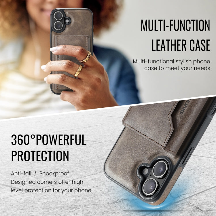 For iPhone 16 Plus MAGKING K2 Series MagSafe RFID Card Bag Detachable Phone Case(Coffee) - iPhone 16 Plus Cases by MAGKING | Online Shopping UK | buy2fix